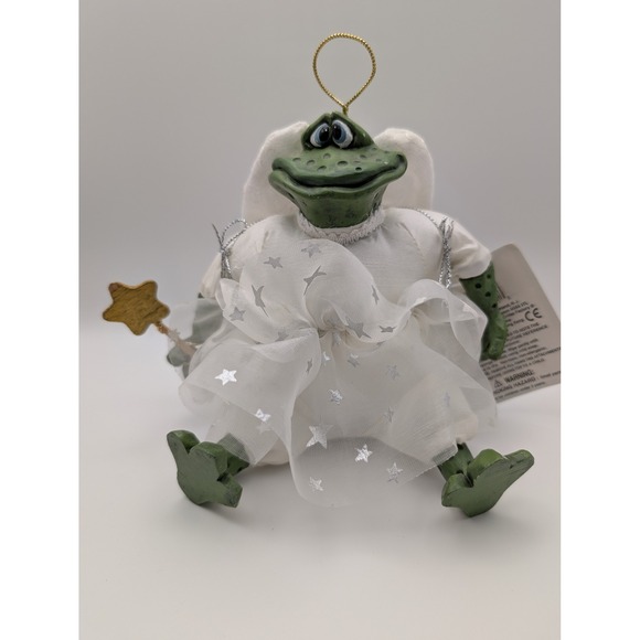 Other - Frog Angel Ornament Figurine Gold Cord Wings Star Wand New with Tag